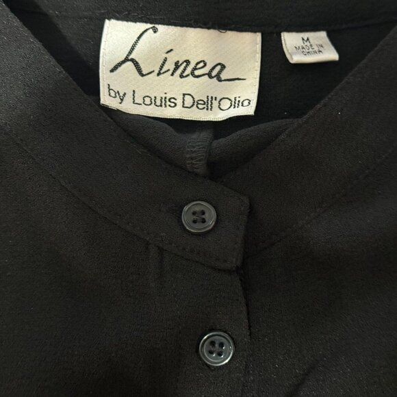 LINEA by Louis Dell-Olio Long Sleeve Button-Down Crepe Shacket, Black, Medium - Picture 5 of 8